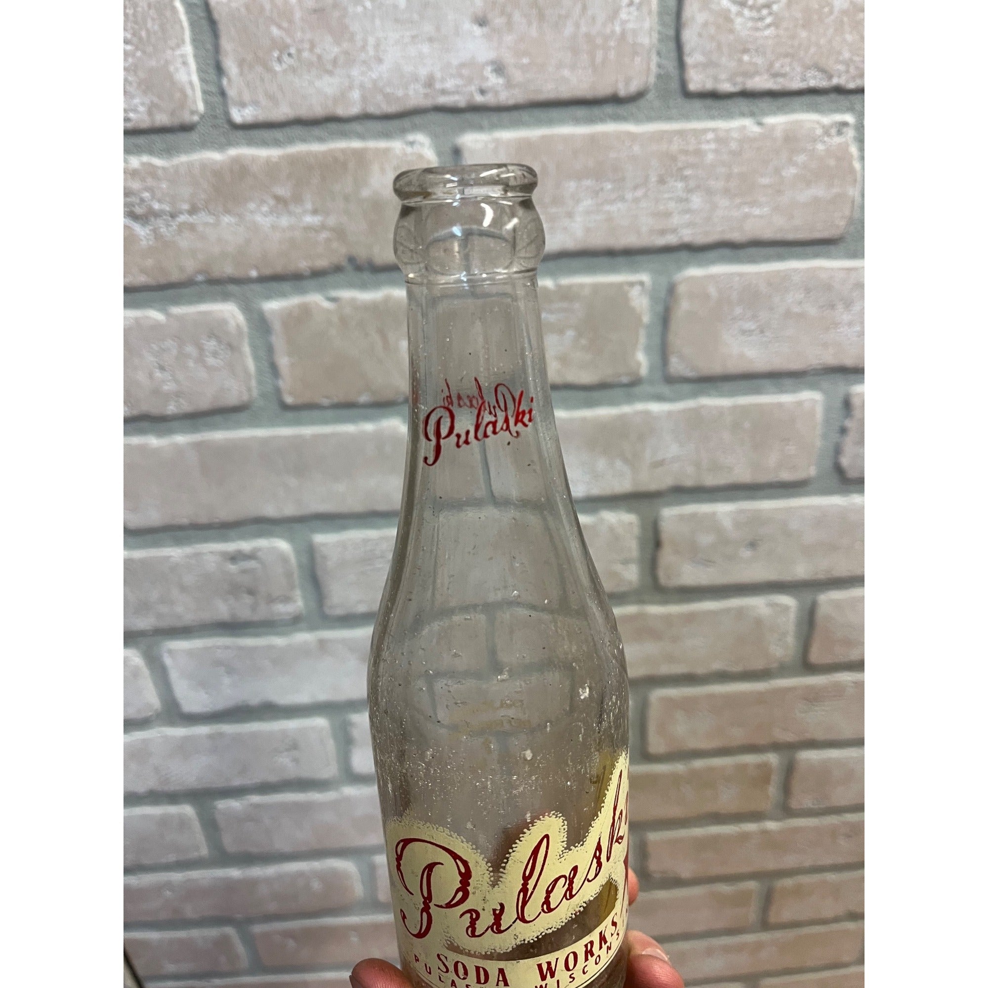 Pulaski Soda Works 1940s 6 1/2 Ounce ACL Soda Pop Bottle Pulaski Wisconsin