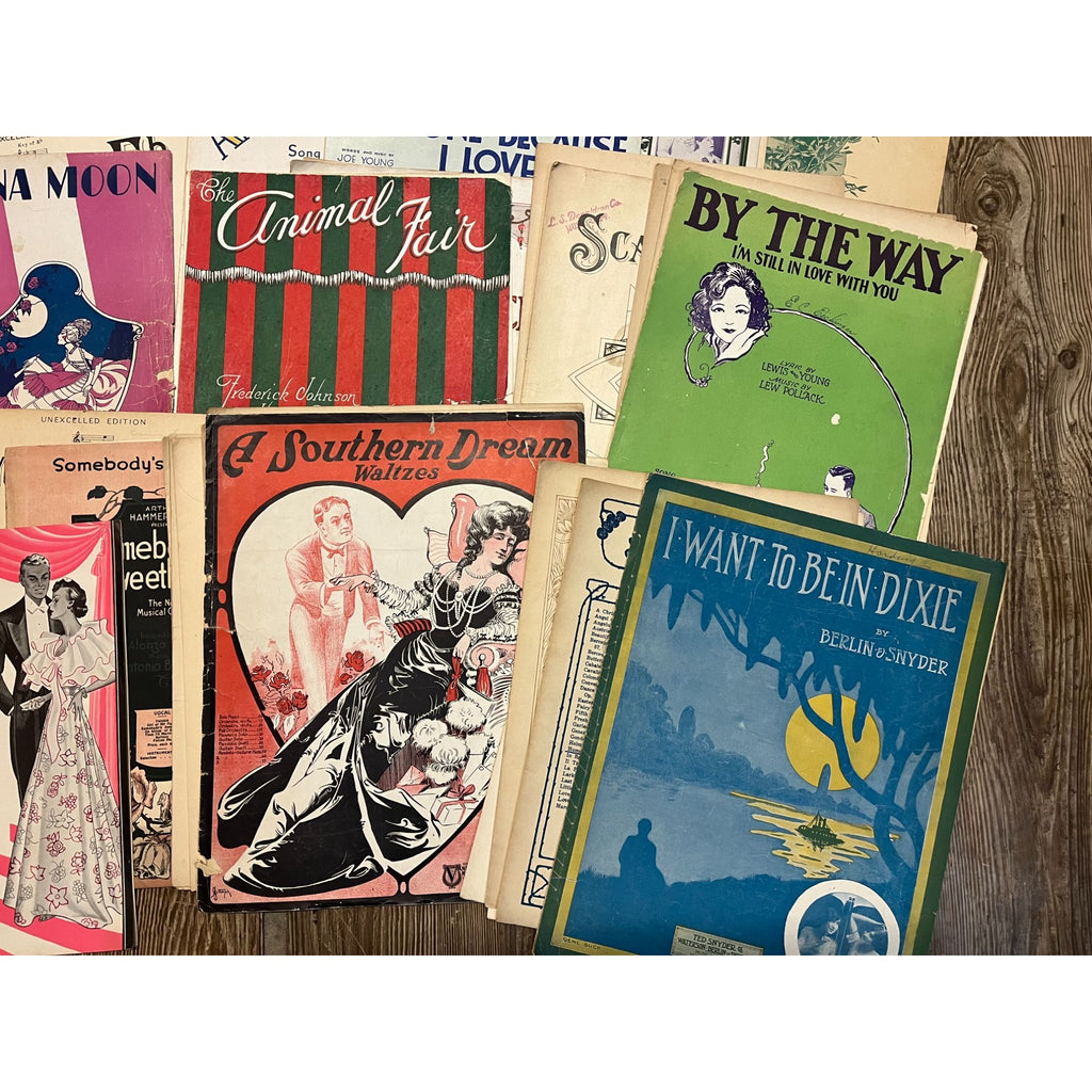 Antique Huge Lot 1890s - Early 1900s Piano Sheet Music Repuropse Scrapbooking Art