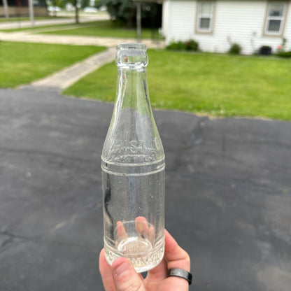 Antique 1920s Whistle Clear Glass Embossed 8 1/2 Oz Soda Pop Bottle