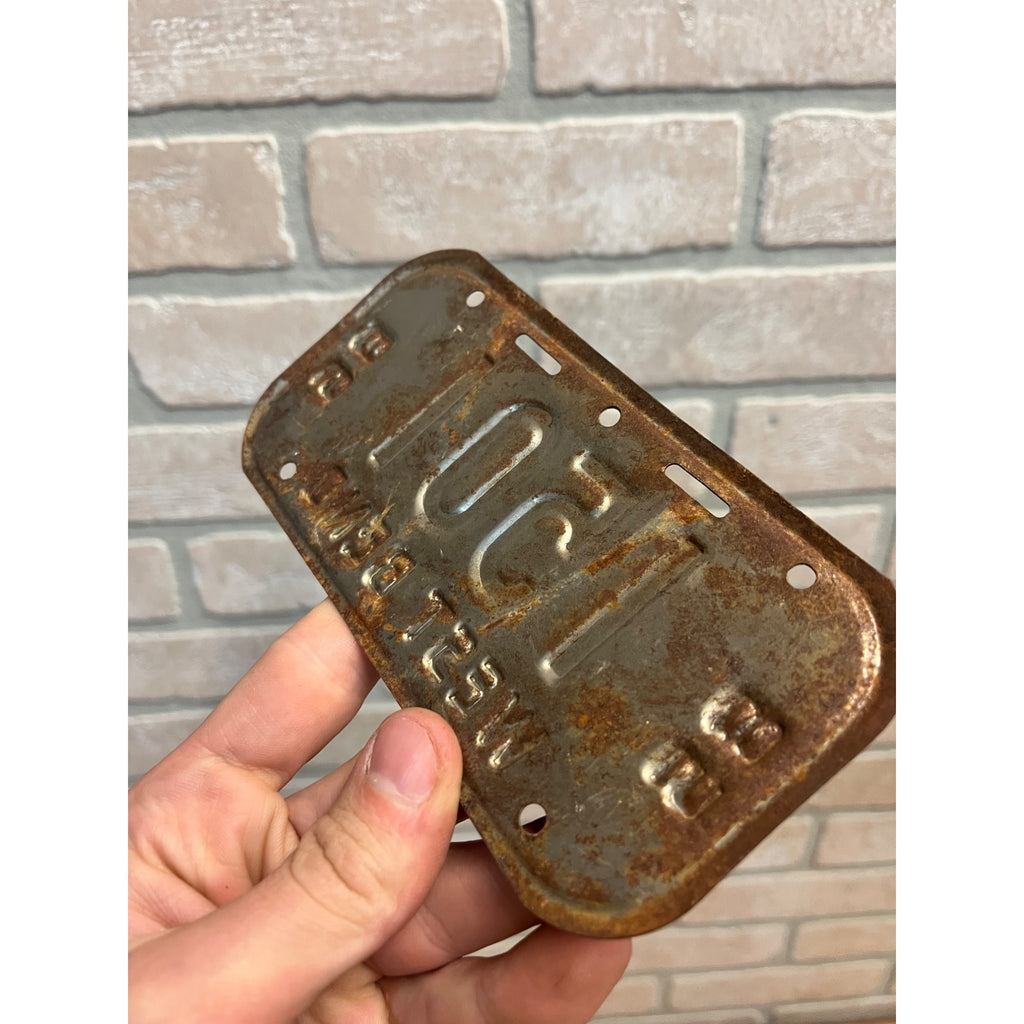 Vintage Wisconsin Bicycle Bike License Plate Embossed West Bend 1985-1986