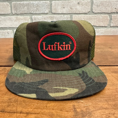 VINTAGE LUFKIN CAMOFLAGE RETRO SNAPBACK HAT MESH