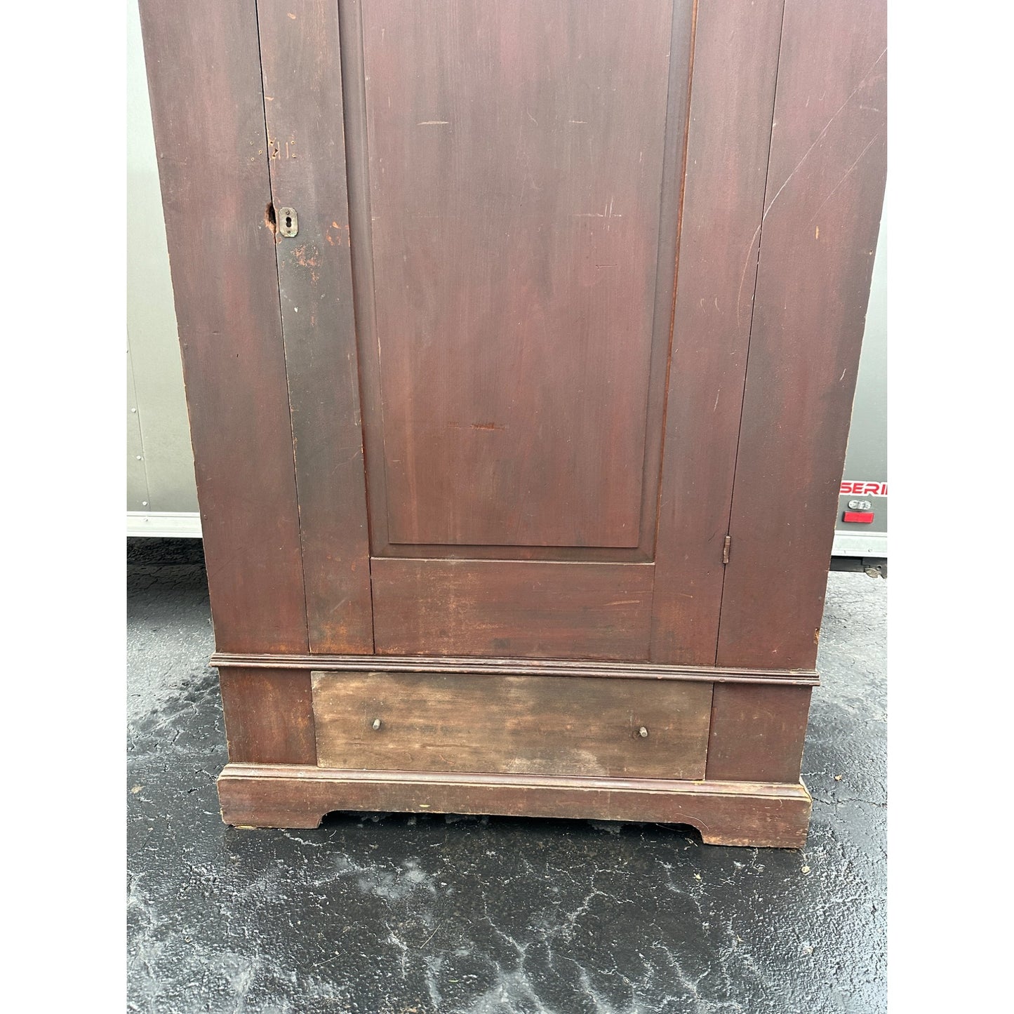 Antique Primitive Tall Wooden Wardrobe Armoire Cabinet Original Paint