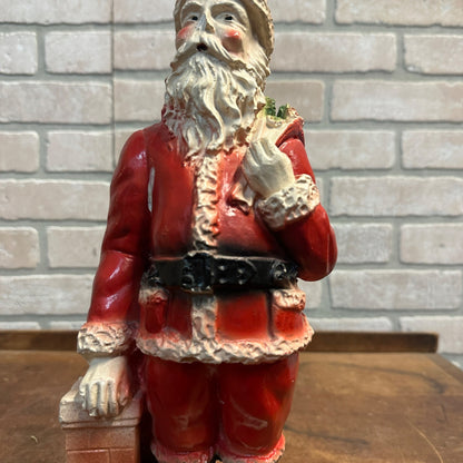 Antique Vintage 1930s Santa Claus & Chimney Plaster Chalkware Coin Bank 13.5"