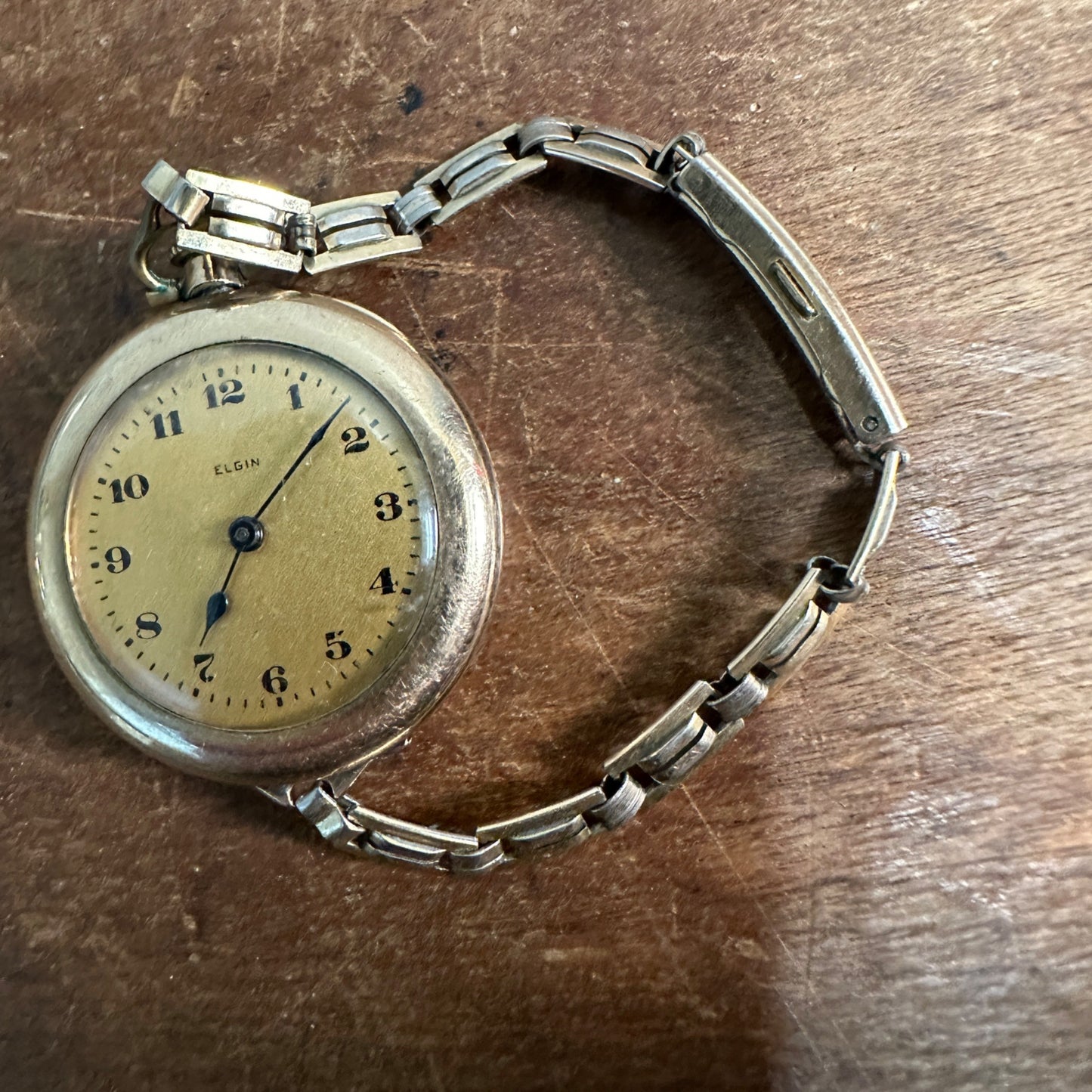 ANTIQUE ELGIN WOMAN'S WRIST WATCH 3/0 SIZE 1919 HUNTER CASE 7 JEWELS