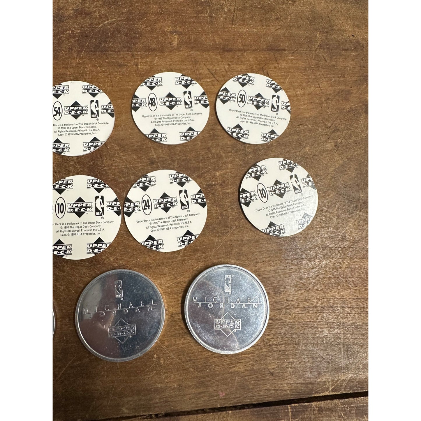 Vintage 1990s Upper Deck Michael Jordan Metal Tokens + Milk Caps POGS