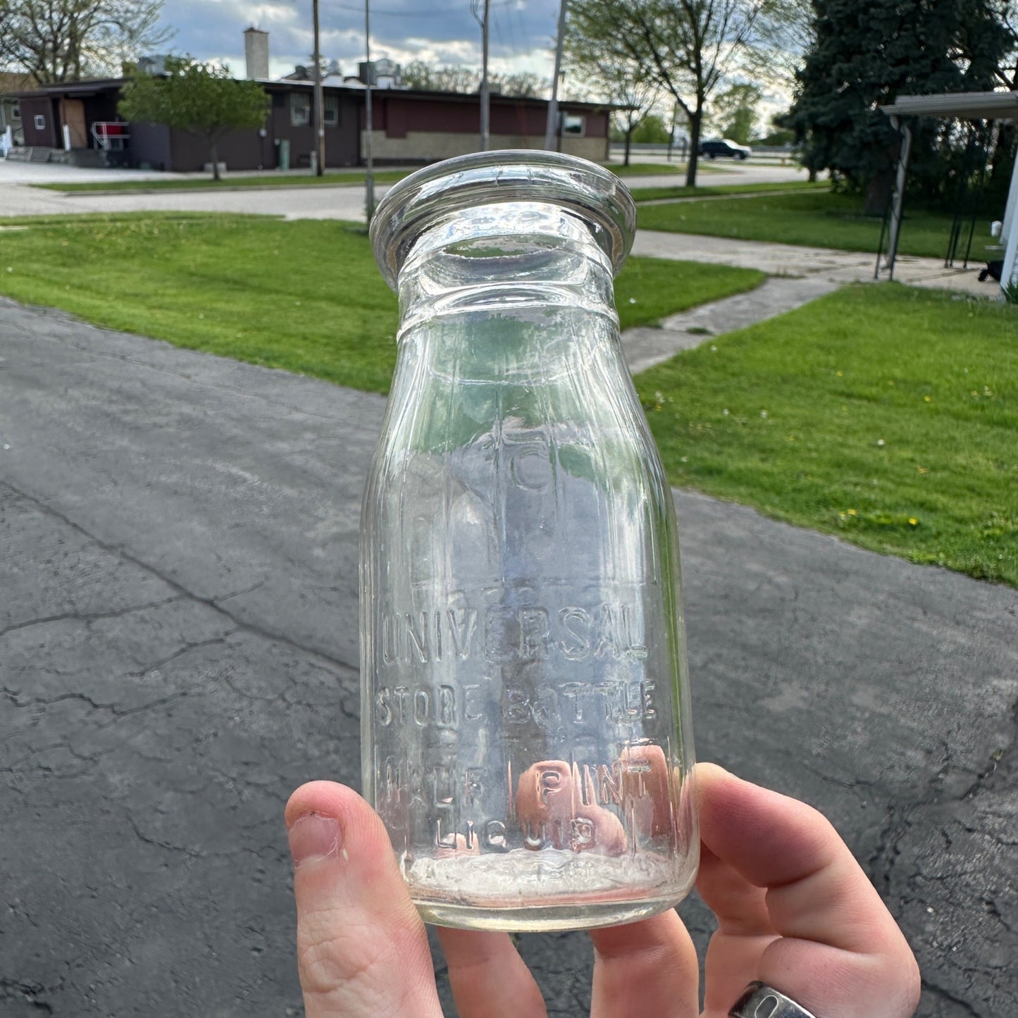 Vintage 1920s Half Pint Milk Bottle - Glass Store Bottle 5 Cent