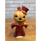 Vintage Gurley Halloween Wax Candle Pumpkin Man Jack O'Lantern Scarecrow 5" JOL
