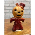 Vintage Gurley Halloween Wax Candle Pumpkin Man Jack O'Lantern Scarecrow 5" JOL