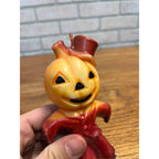 Vintage Gurley Halloween Wax Candle Pumpkin Man Jack O'Lantern Scarecrow 5" JOL