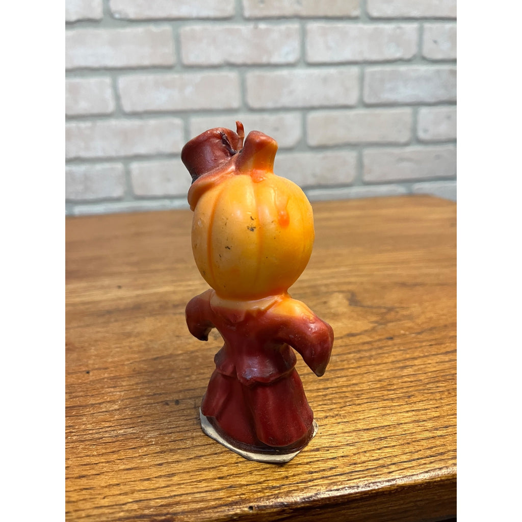 Vintage Gurley Halloween Wax Candle Pumpkin Man Jack O'Lantern Scarecrow 5" JOL