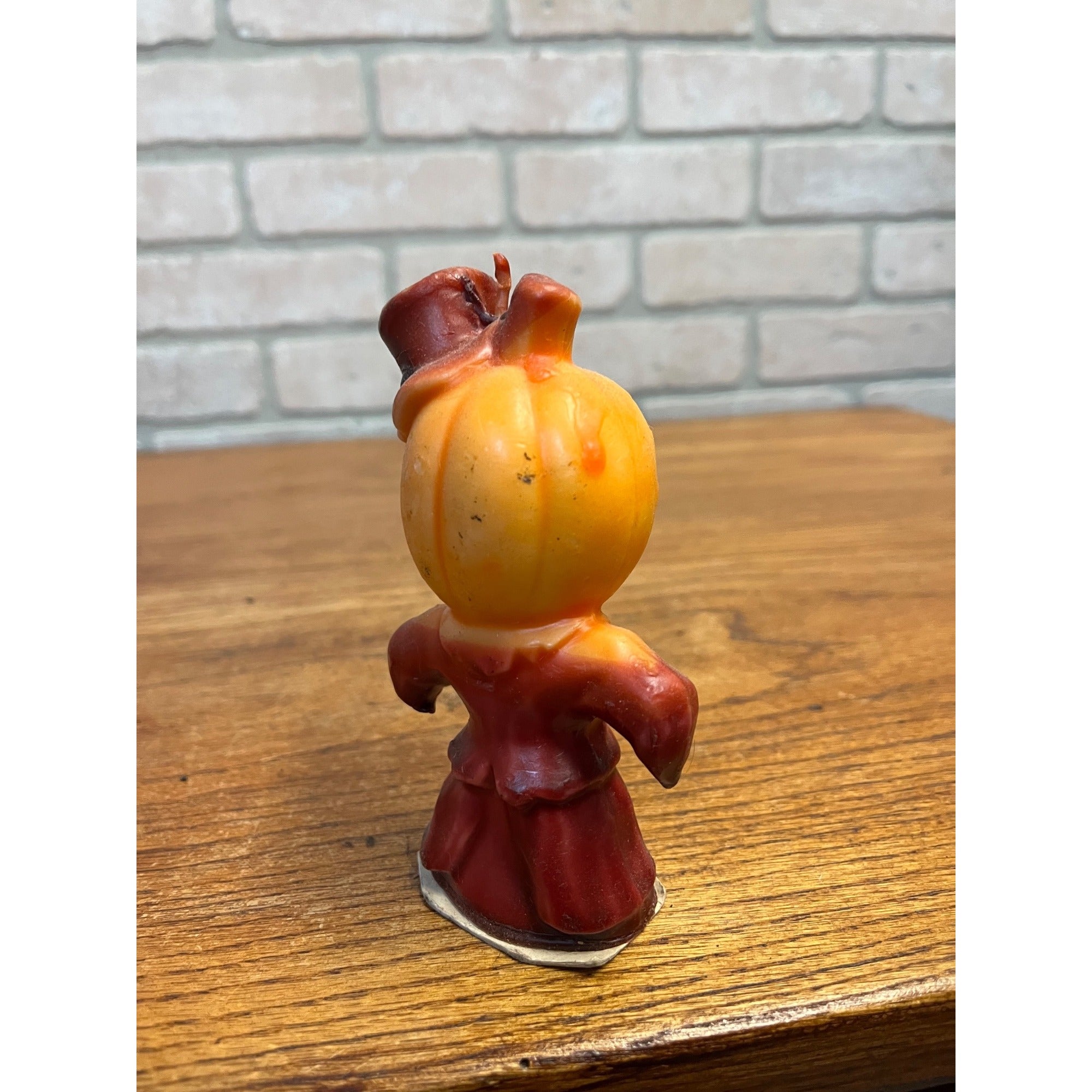 Vintage Gurley Halloween Wax Candle Pumpkin Man Jack O'Lantern Scarecrow 5" JOL