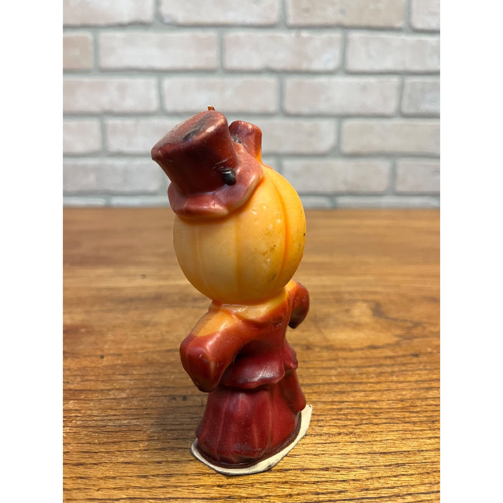 Vintage Gurley Halloween Wax Candle Pumpkin Man Jack O'Lantern Scarecrow 5" JOL