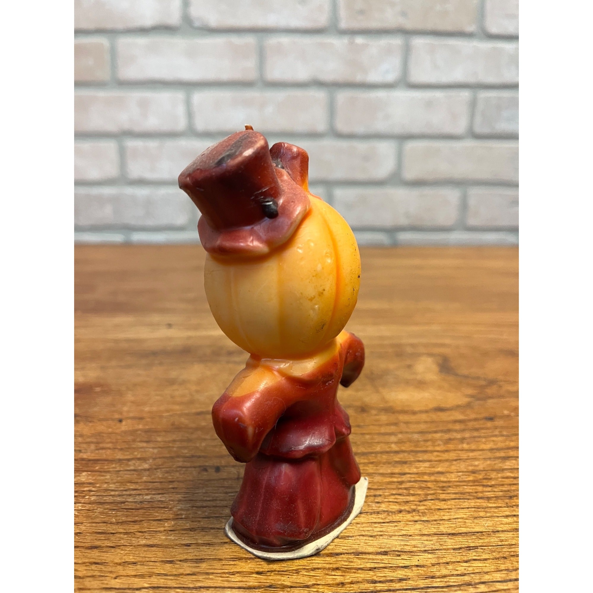 Vintage Gurley Halloween Wax Candle Pumpkin Man Jack O'Lantern Scarecrow 5" JOL