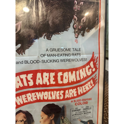 Vintage 1972 "The Rats Are Coming" Werewolves Original 27x41 Movie Poster Horror