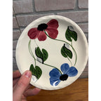 Vintage Blue Ridge Set of (3) Southern Blue & Red Flowers Dessert Plates 7.25"