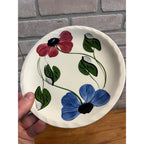 Vintage Blue Ridge Set of (3) Southern Blue & Red Flowers Dessert Plates 7.25"