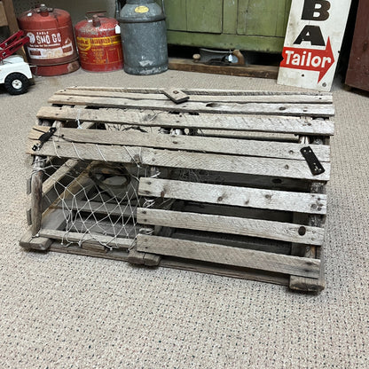 Antique Wooden Lobster Trap Crate - Maritime Nautical Cabin Decor