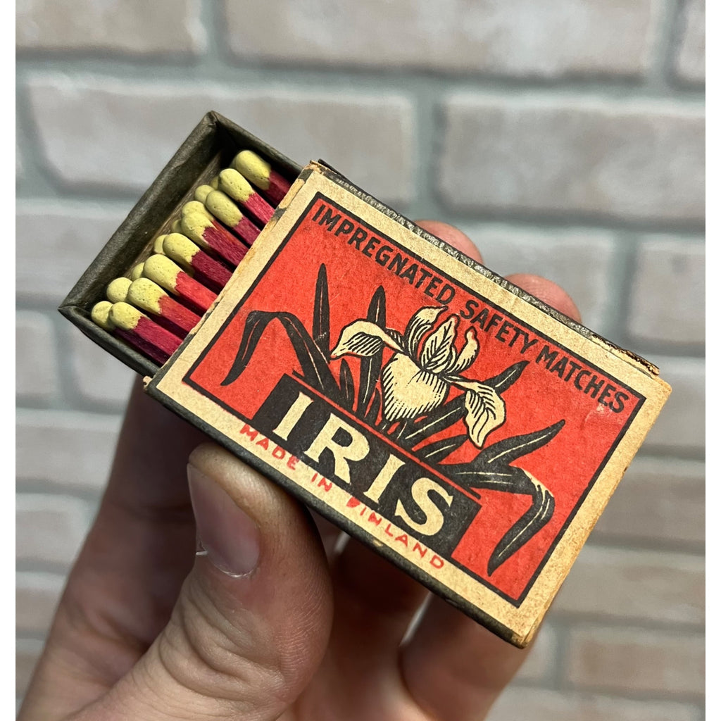 Vintage Iris Safety Match Box - FULL - Impregnated Finland Matches