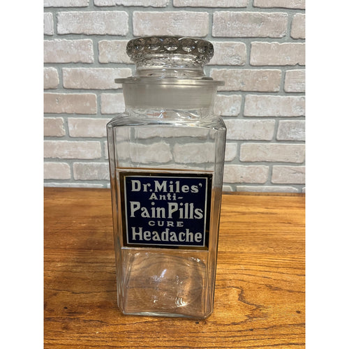 Original 1900s Dr. Miles Pain Pills Apothecary Jar Anti-Pill Advertising Pharmacy Display