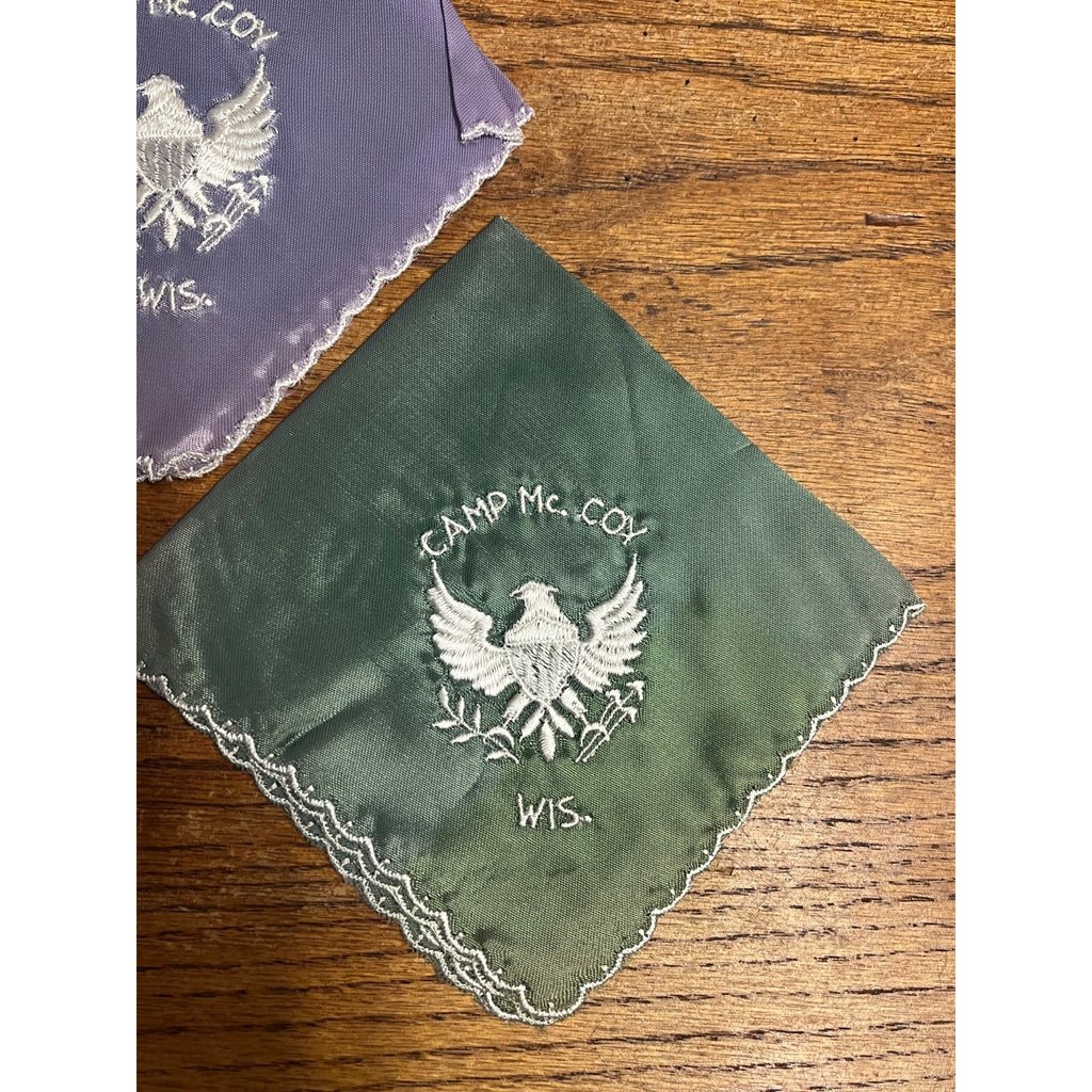 Vintage Camp McCoy US Army Wisconsin Training Camp Lot (2) Hankerchiefs WWII WWI