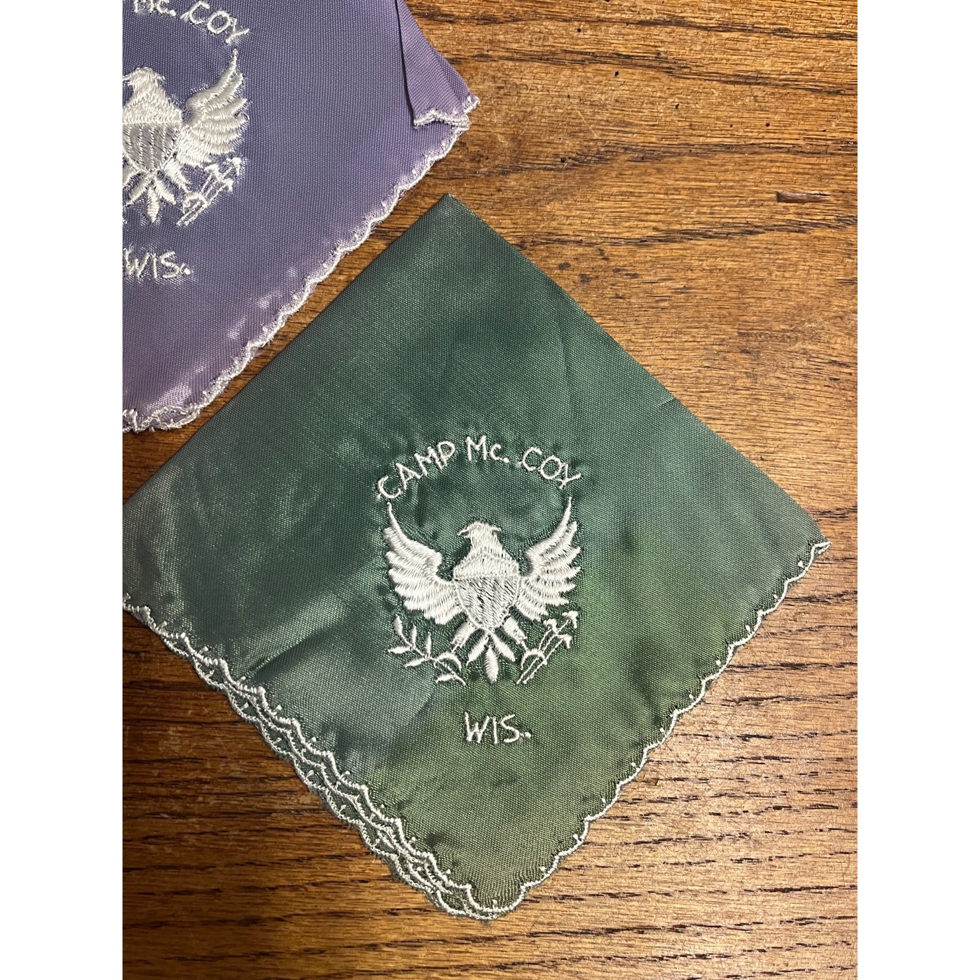 Vintage Camp McCoy US Army Wisconsin Training Camp Lot (2) Hankerchiefs WWII WWI