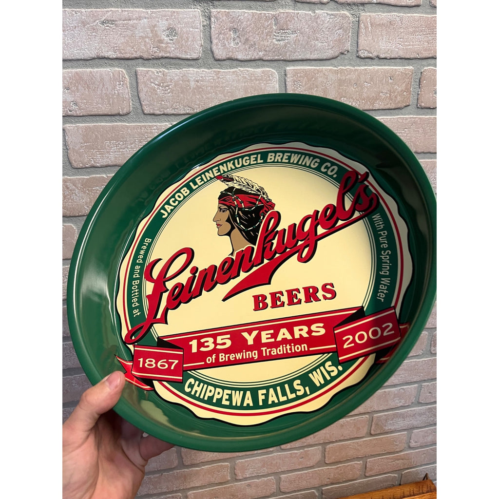 Vintage Jacob Leinenkugel Brewing Co. Round Metal Serving Tray With Indian Maiden Logo Chippewa Falls, WI