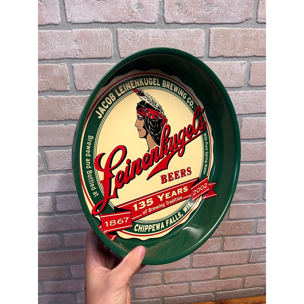 Vintage Jacob Leinenkugel Brewing Co. Round Metal Serving Tray With Indian Maiden Logo Chippewa Falls, WI