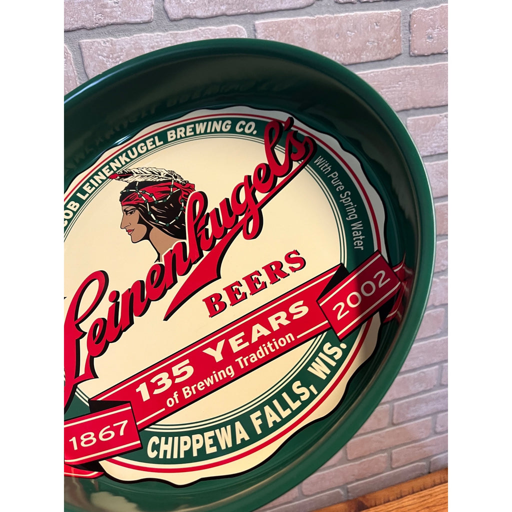 Vintage Jacob Leinenkugel Brewing Co. Round Metal Serving Tray With Indian Maiden Logo Chippewa Falls, WI