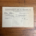 1927 Milwaukee Independent Oil Grease Co, Wisconsin Invoice Letterhead Service