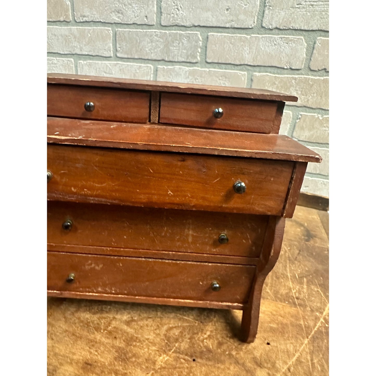 Antique Victorian 1800s Pine Doll Dresser Wooden Early Child's Toy 19th Century