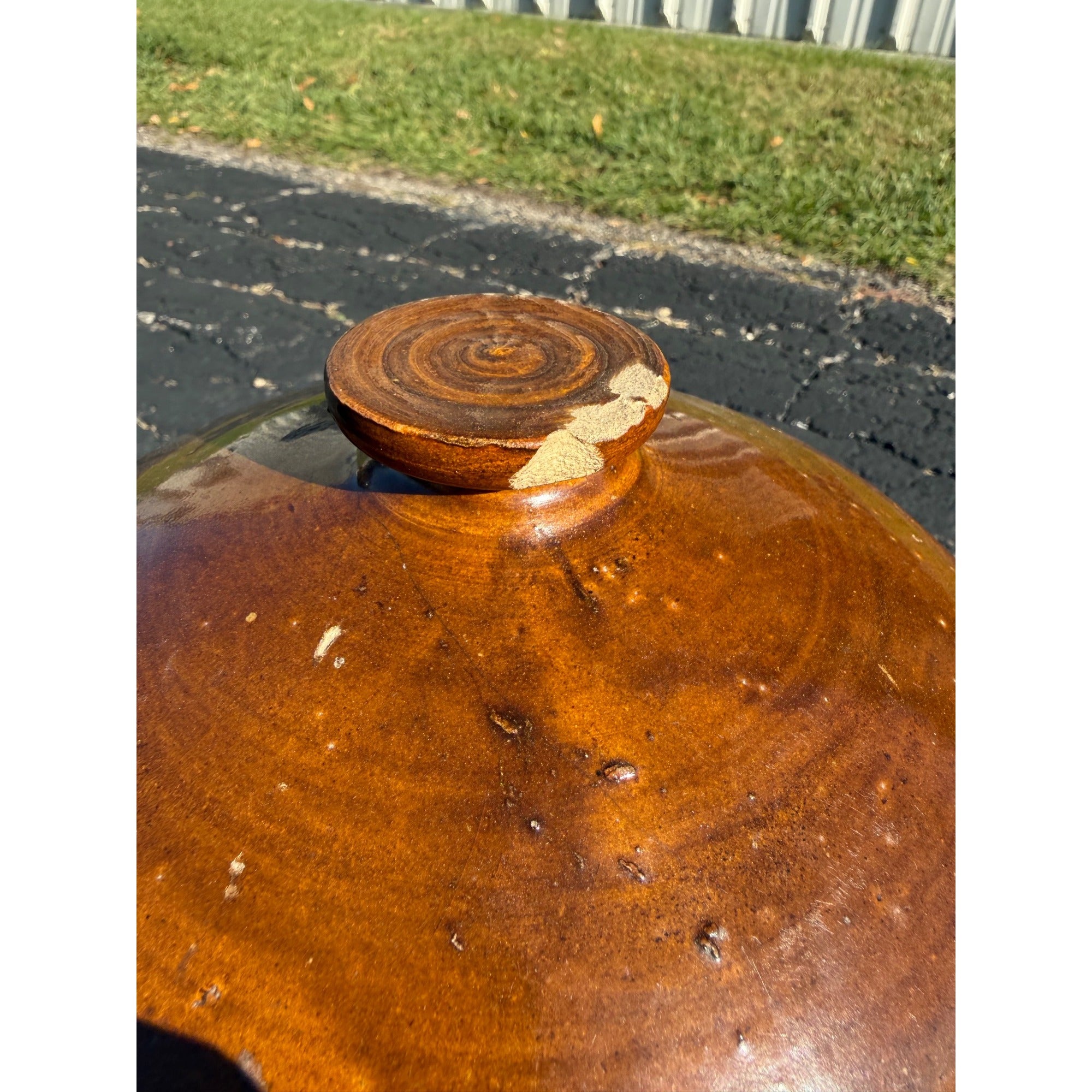 Antique Stoneware Brown Glazed Chicken Farm Waterer Crock Jug