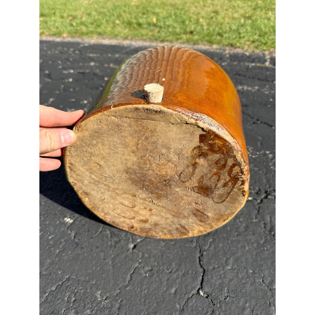 Antique Stoneware Brown Glazed Chicken Farm Waterer Crock Jug