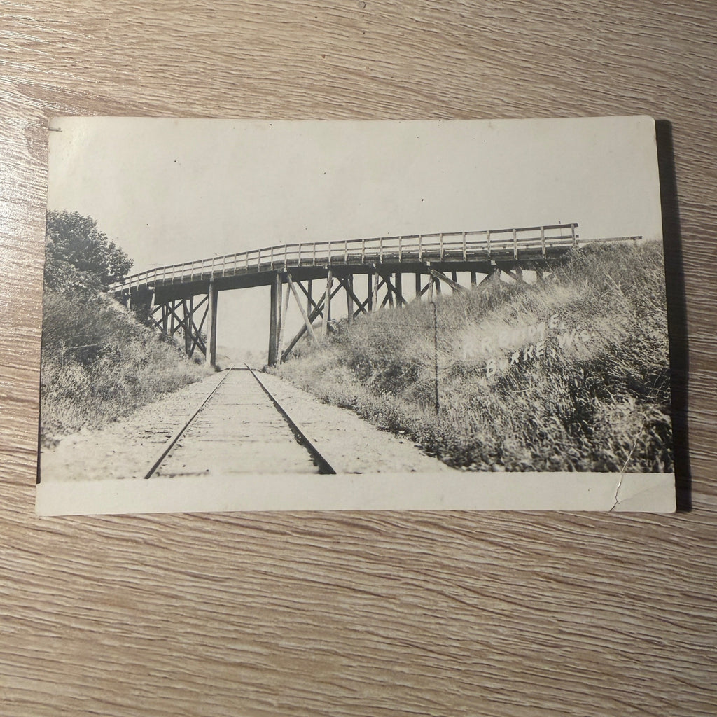 RPPC Postcard Railroad Bridge Trestle Bridge Burke Wis Early