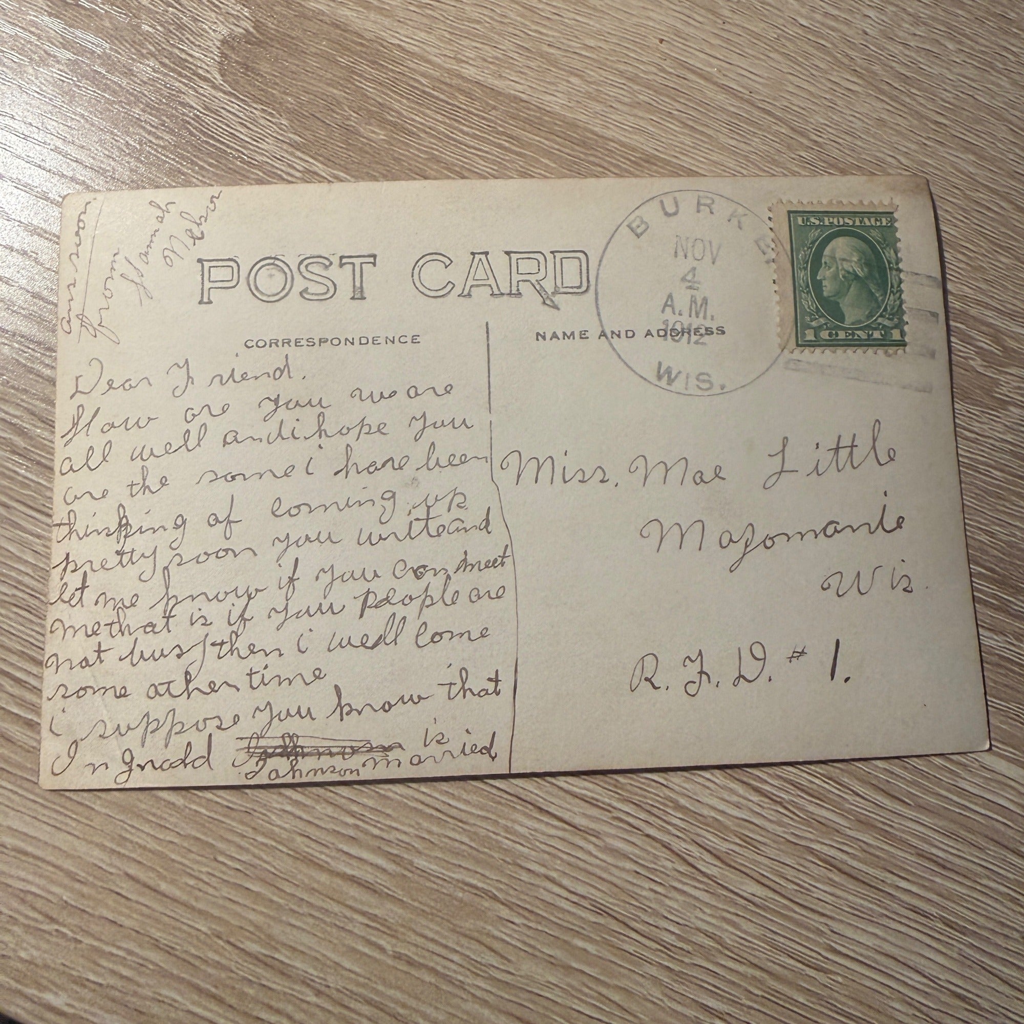 RPPC Postcard Railroad Bridge Trestle Bridge Burke Wis Early