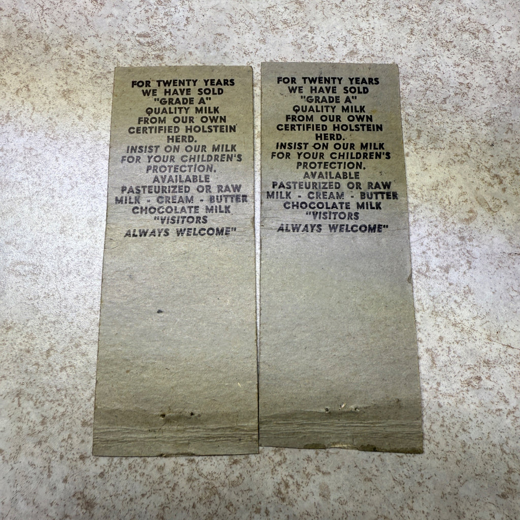 (2) Schroeder Dairy West Bend Wis Kewaskum Advertising Matchbook