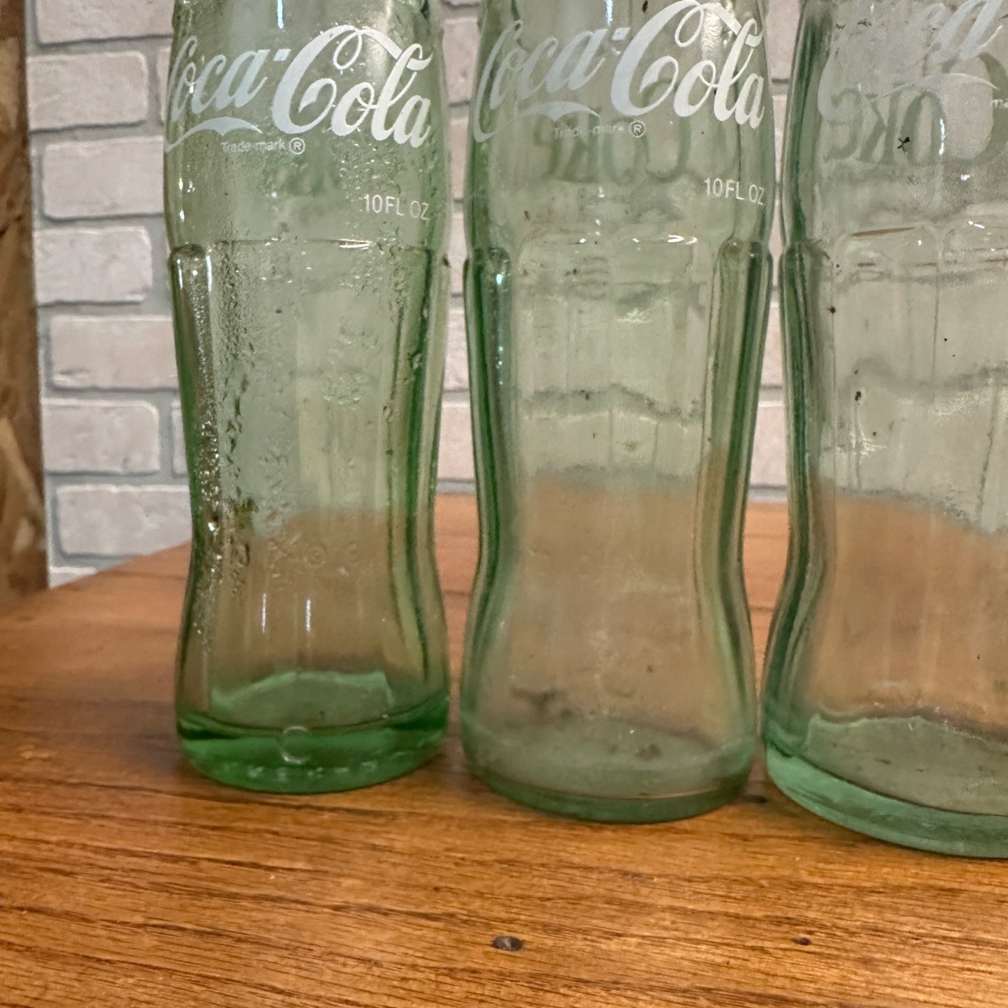 (4) Coca Cola 10oz Hobbyskirt Glass Bottles New Orleans Memphis Brenham Savannah