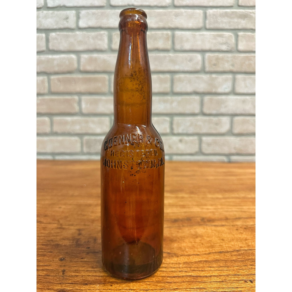 Pre-Pro Goenner & Co. Brewing Beer Bottle 12oz Amber Brown Embossed Johnstown PA