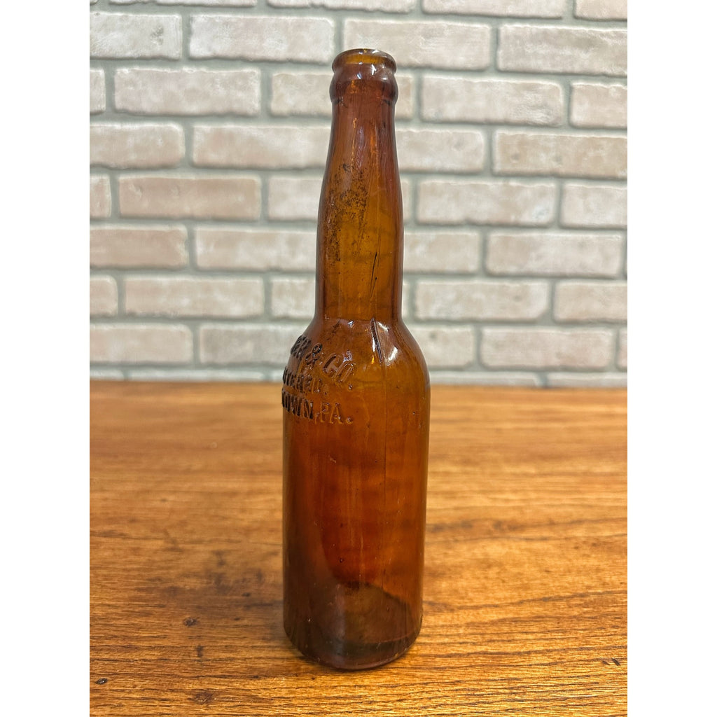 Pre-Pro Goenner & Co. Brewing Beer Bottle 12oz Amber Brown Embossed Johnstown PA