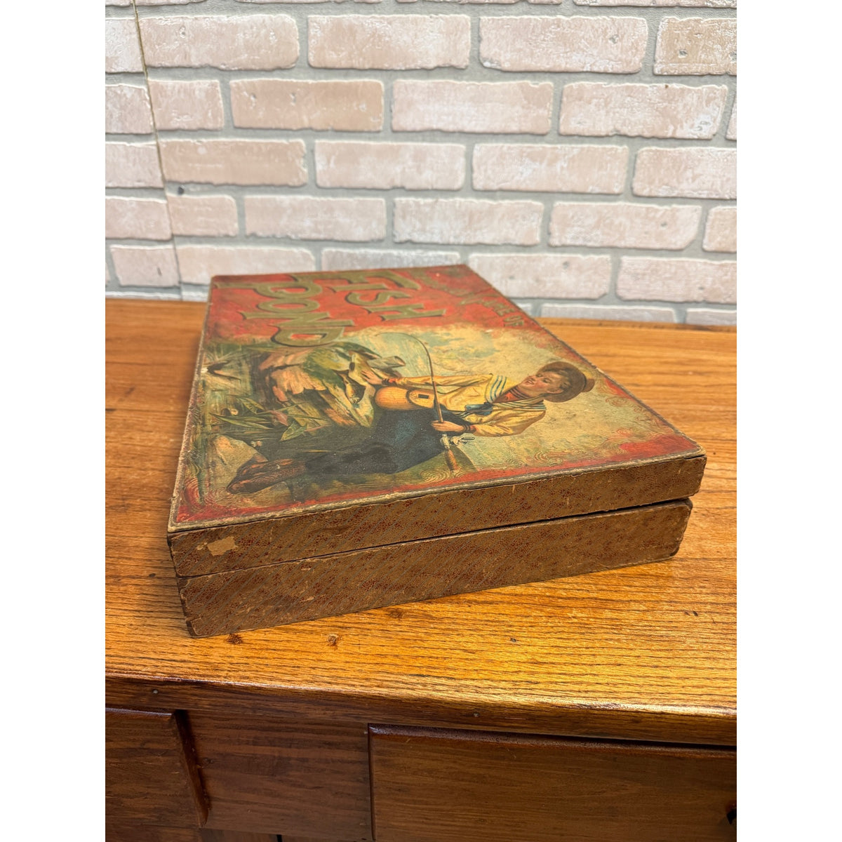 Antique 1890s McLoughlin Improved Game of Fish Pond Early Victorian