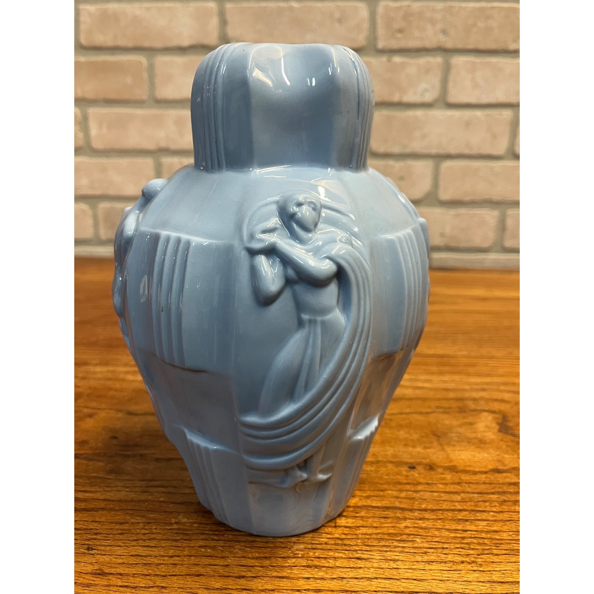Rare Vintage Ingrid Schlevogt Czech Glass Blue Lamp Base 9" Art Deco
