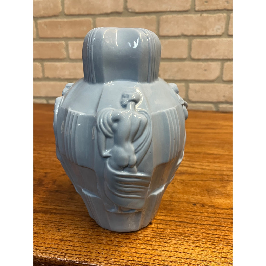 Rare Vintage Ingrid Schlevogt Czech Glass Blue Lamp Base 9" Art Deco