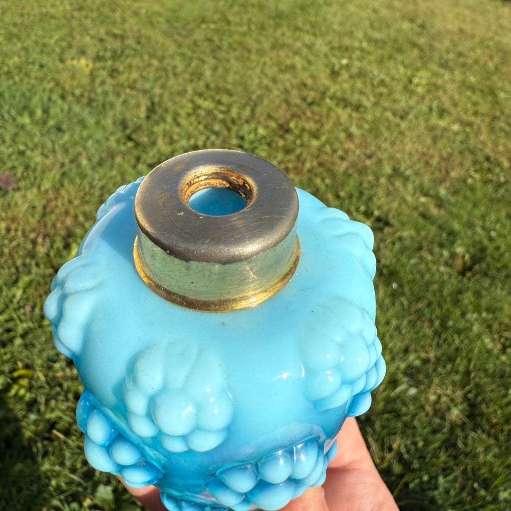 VTG 1940s Fenton DeVilbiss Blue Bubble Flower Glass Atomizer Perfume Bottle