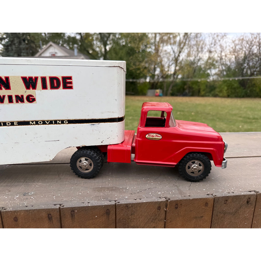 Vintage 1958 Tonka Nation Wide Moving Semi Truck Hauler Pressed Steel Toy