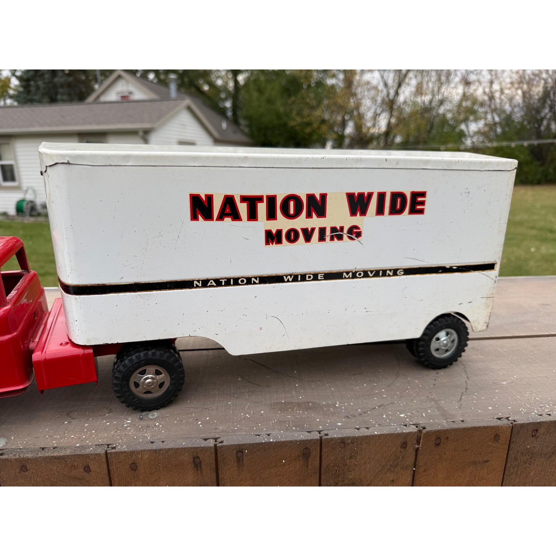Vintage 1958 Tonka Nation Wide Moving Semi Truck Hauler Pressed Steel Toy