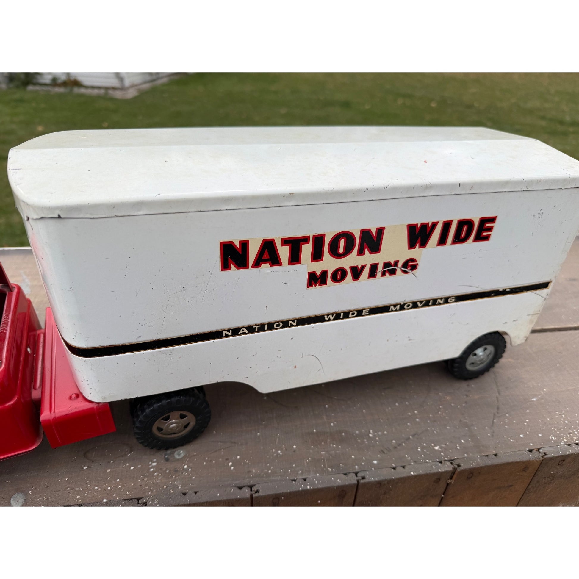 Vintage 1958 Tonka Nation Wide Moving Semi Truck Hauler Pressed Steel Toy