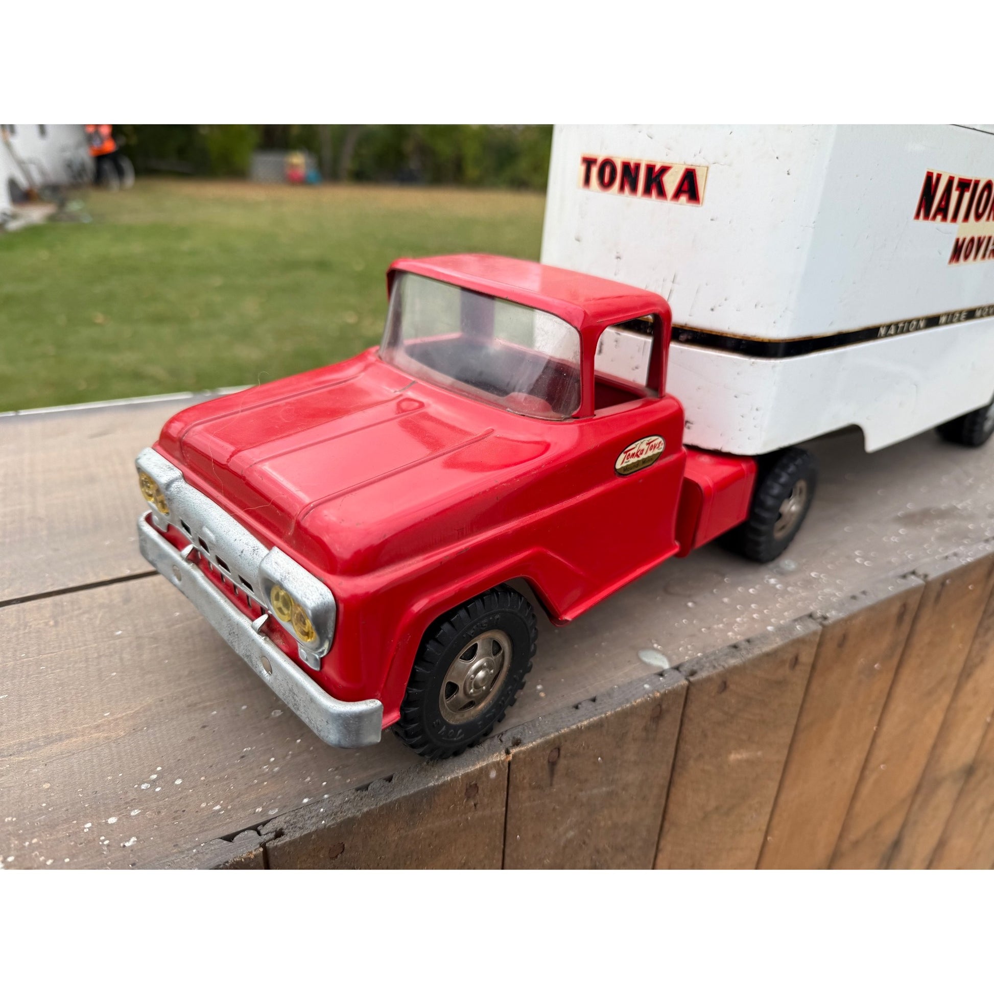 Vintage 1958 Tonka Nation Wide Moving Semi Truck Hauler Pressed Steel Toy