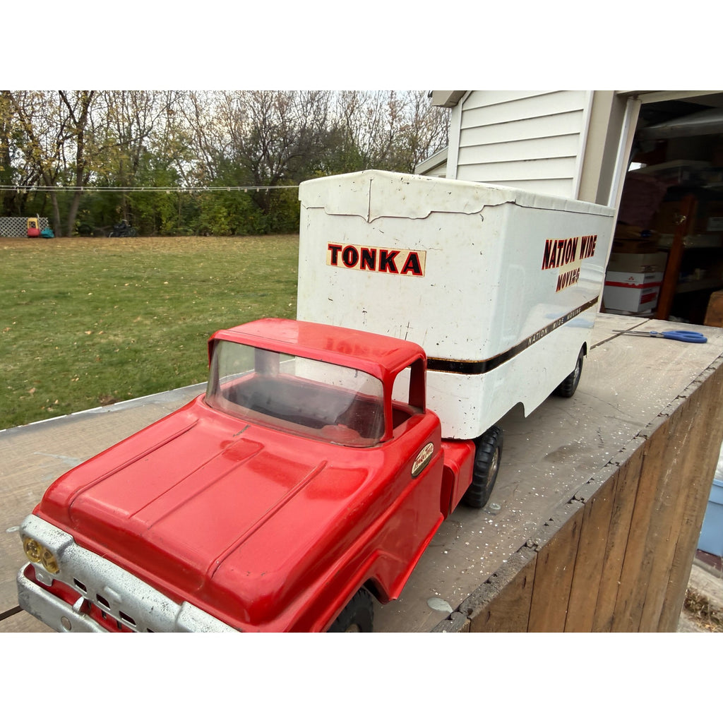 Vintage 1958 Tonka Nation Wide Moving Semi Truck Hauler Pressed Steel Toy