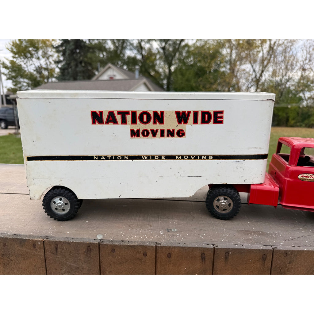 Vintage 1958 Tonka Nation Wide Moving Semi Truck Hauler Pressed Steel Toy