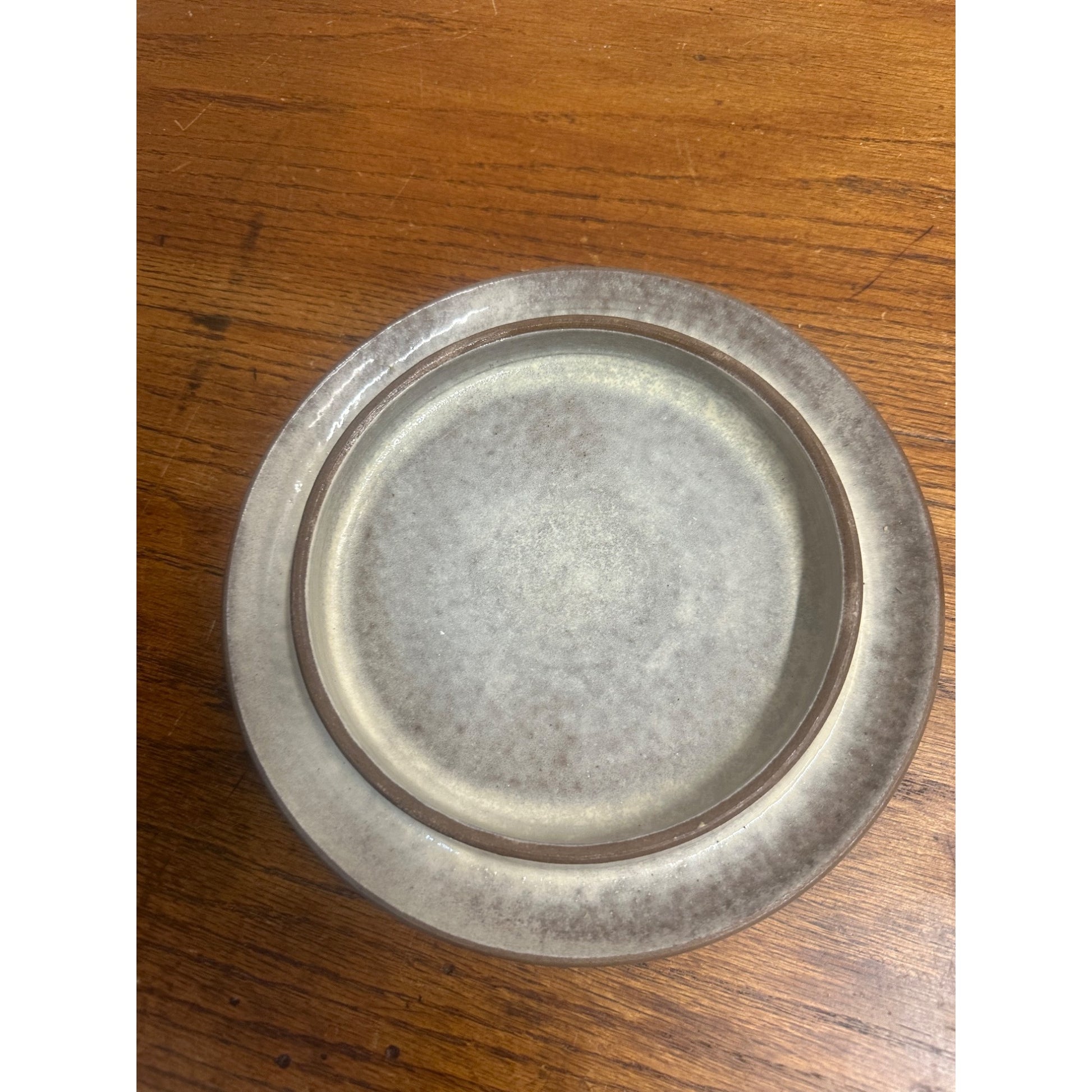 Decorated Pottery  Butter Covered Dish Signed Original W. Geisler Browns Gray