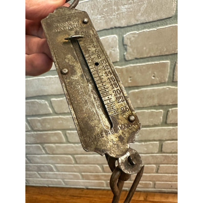 Vintage Hanging Pocket Balance Scale 0-25lbs Germany Fish Game Hunting Fur Trade